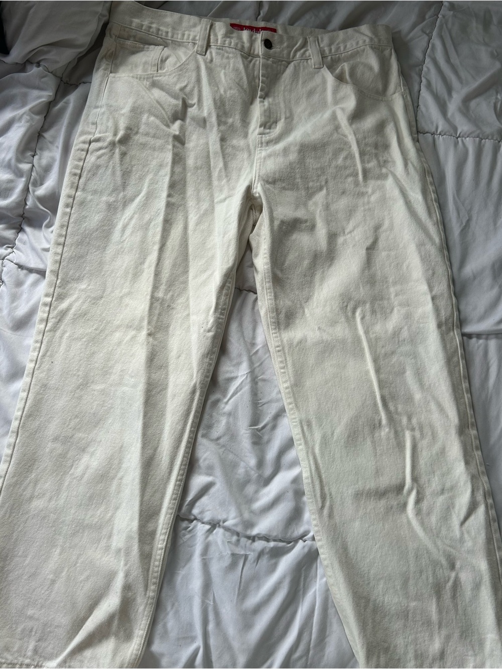 Women’s Cream Wide Leg Jeans - Classic High-Rise
